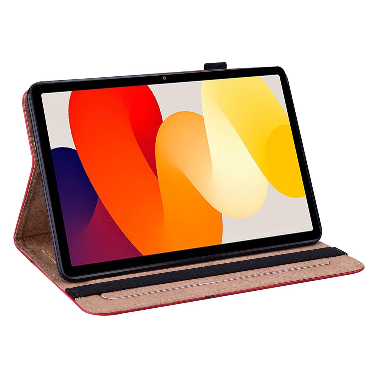 For Xiaomi Redmi Pad SE Leather Case Line Imprinted Card Holder Tablet Cover