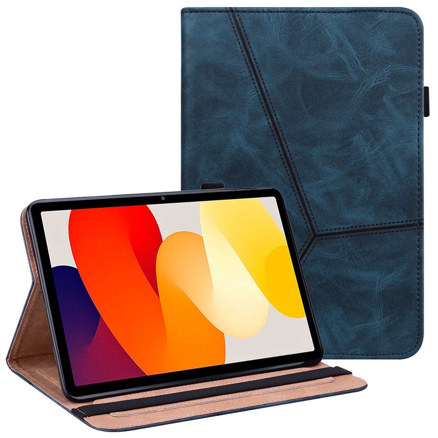 For Xiaomi Redmi Pad SE Leather Case Line Imprinted Card Holder Tablet Cover