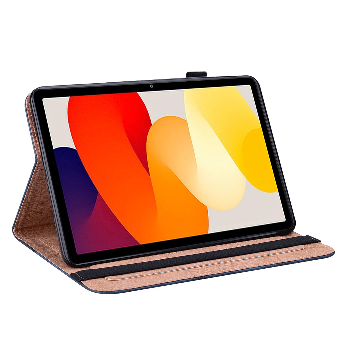 For Xiaomi Redmi Pad SE Leather Case Line Imprinted Card Holder Tablet Cover
