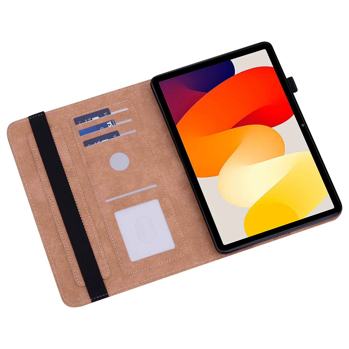 For Xiaomi Redmi Pad SE Leather Case Line Imprinted Card Holder Tablet Cover