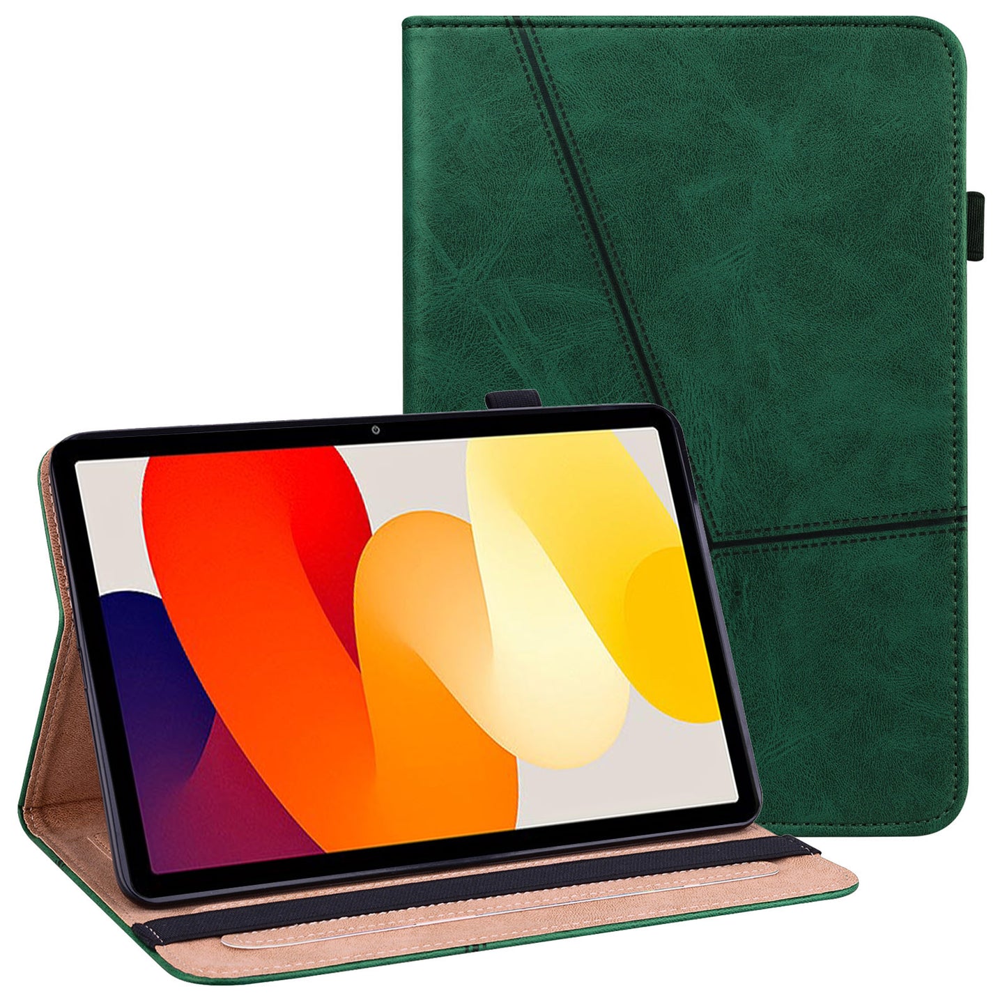 For Xiaomi Redmi Pad SE Leather Case Line Imprinted Card Holder Tablet Cover