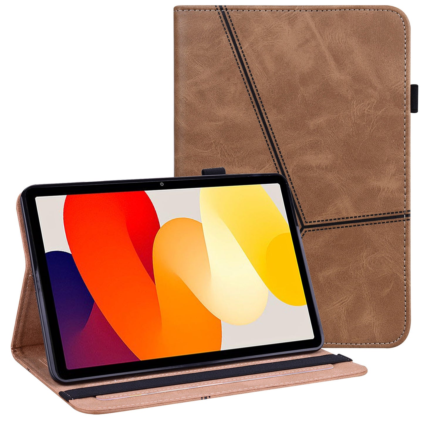 For Xiaomi Redmi Pad SE Leather Case Line Imprinted Card Holder Tablet Cover