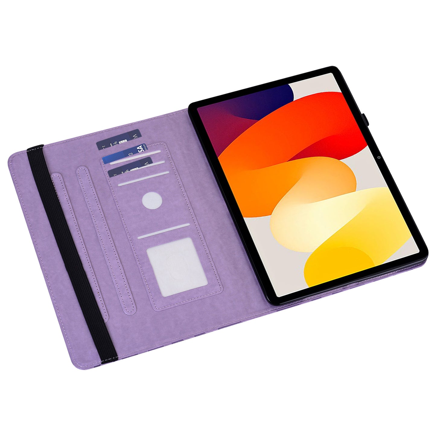 For Xiaomi Redmi Pad SE Case Imprinted PU Leather Tablet Cover with Card Slots