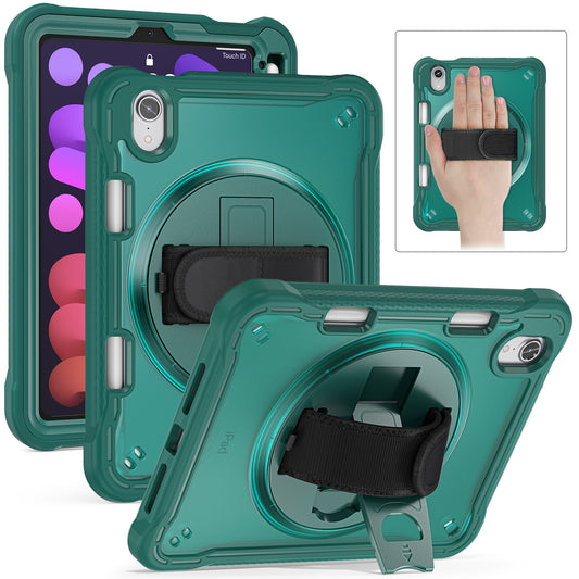 For iPad mini (2021) Protective Cover PC+TPU Kickstand Tablet Case with Hand Strap