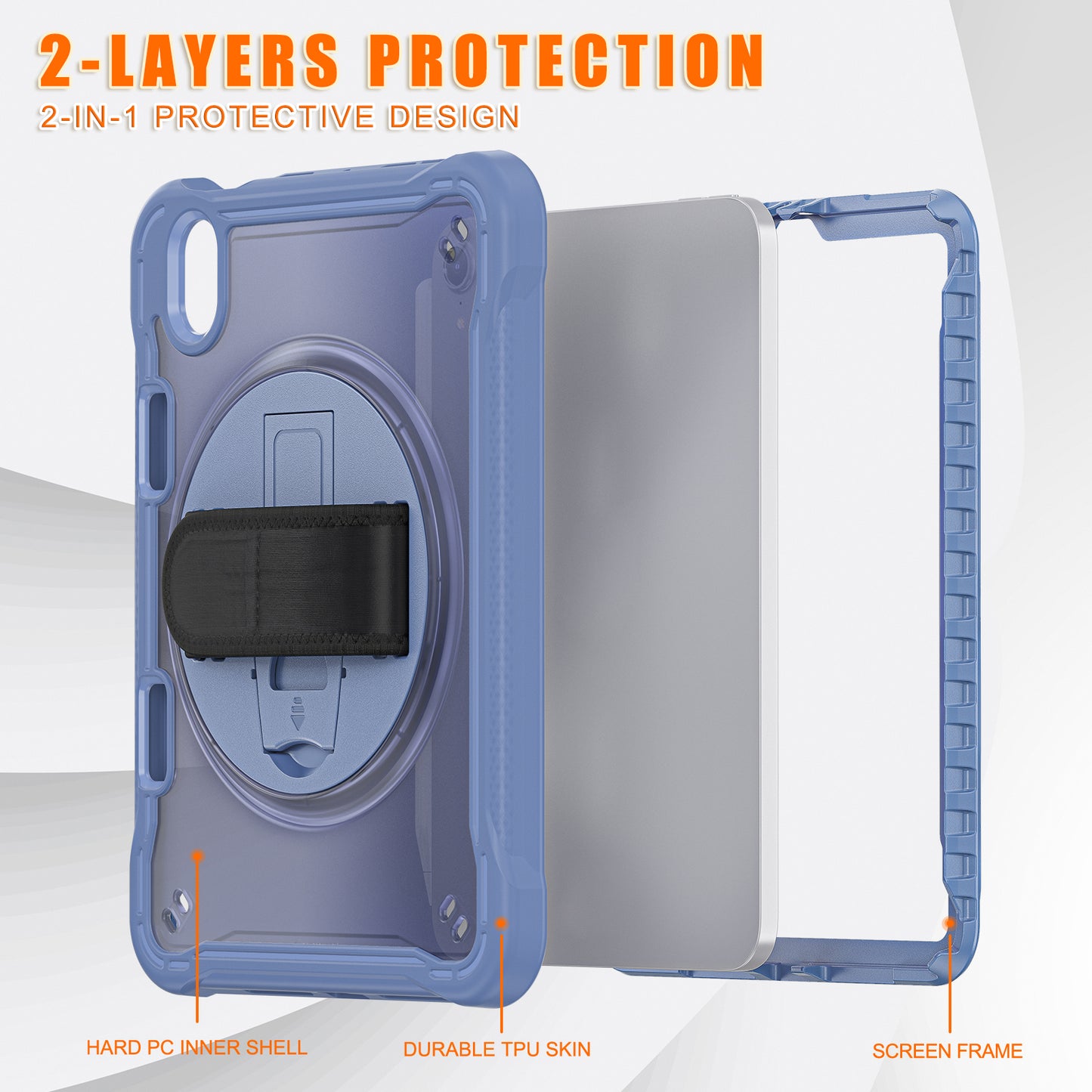 For iPad mini (2021) Protective Cover PC+TPU Kickstand Tablet Case with Hand Strap