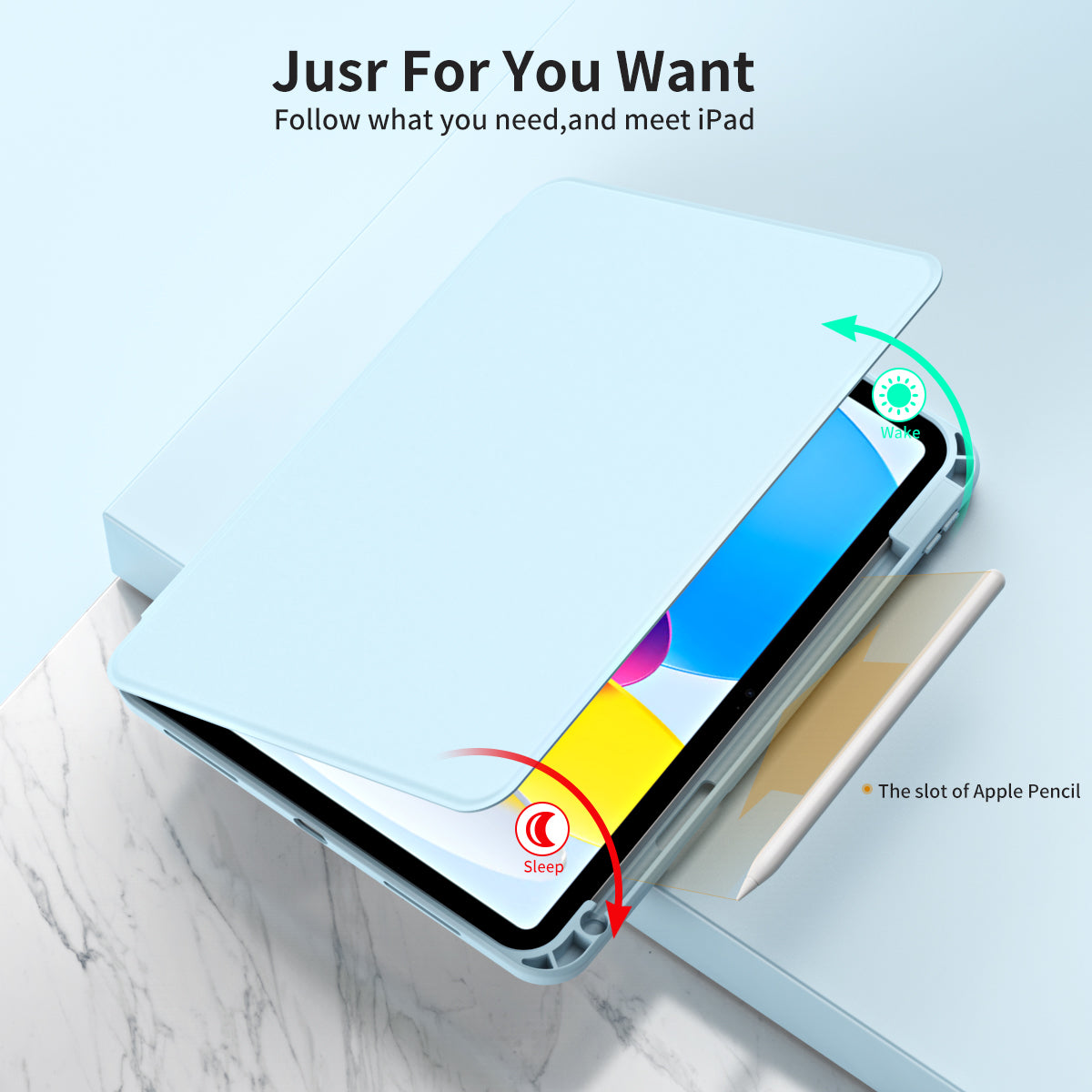 For iPad 10.9 (2022) Smart Cover PU Leather+Acrylic Rotary Kickstand Protective Tablet Case