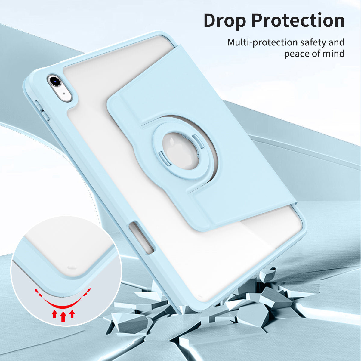 For iPad 10.9 (2022) Smart Cover PU Leather+Acrylic Rotary Kickstand Protective Tablet Case