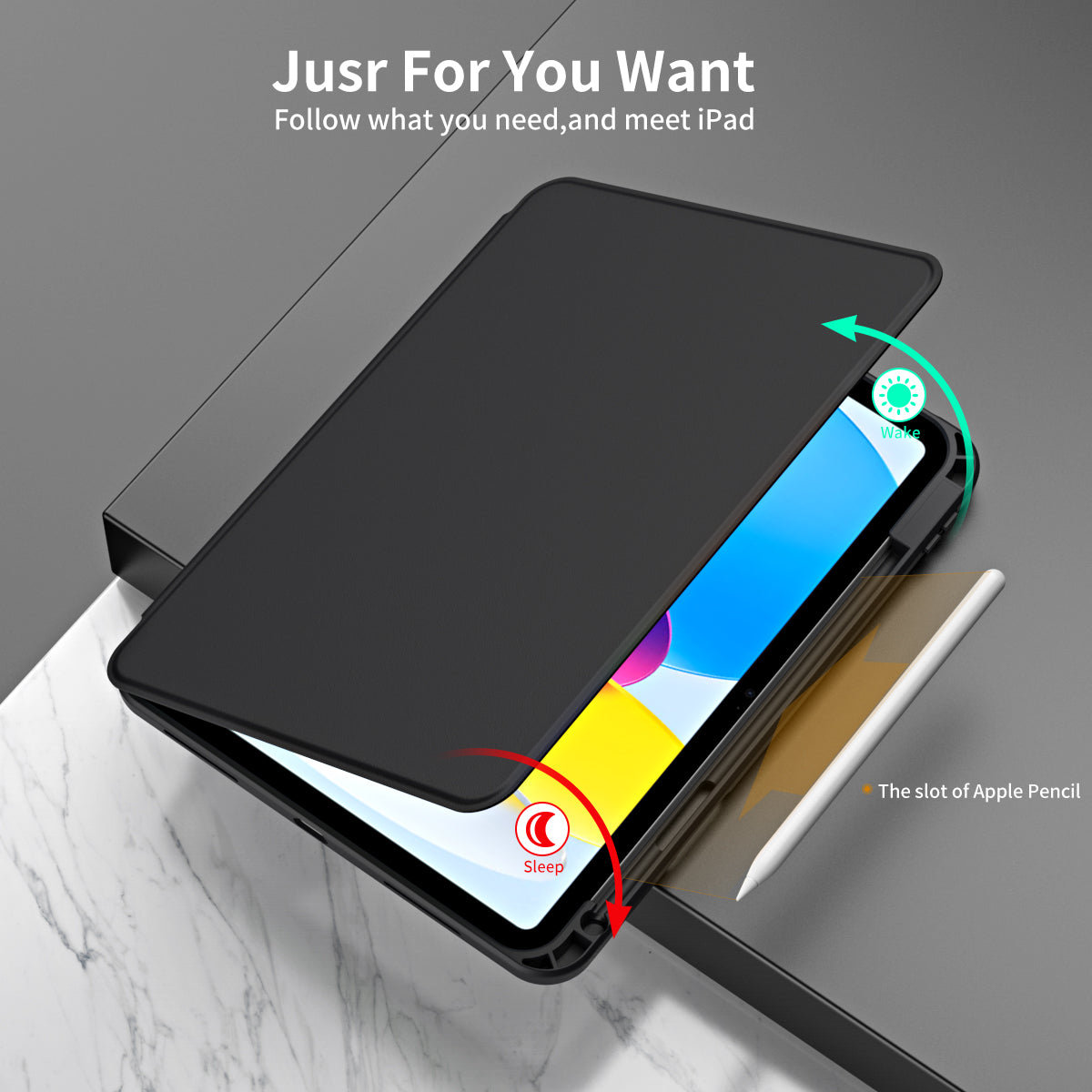 For iPad 10.9 (2022) Smart Cover PU Leather+Acrylic Rotary Kickstand Protective Tablet Case