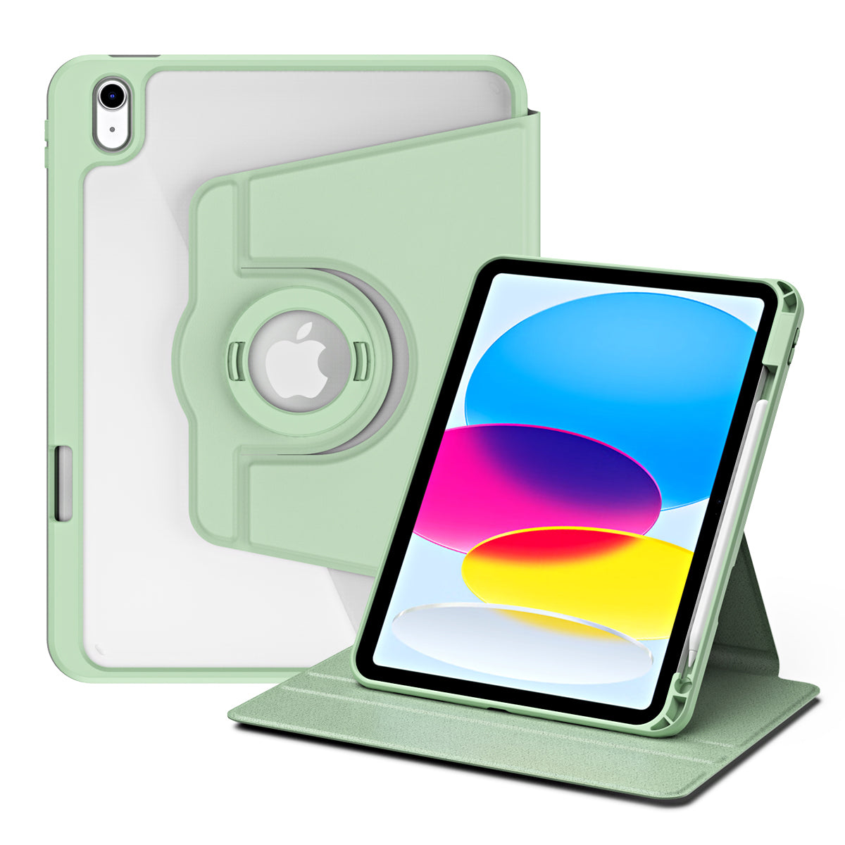 For iPad 10.9 (2022) Smart Cover PU Leather+Acrylic Rotary Kickstand Protective Tablet Case