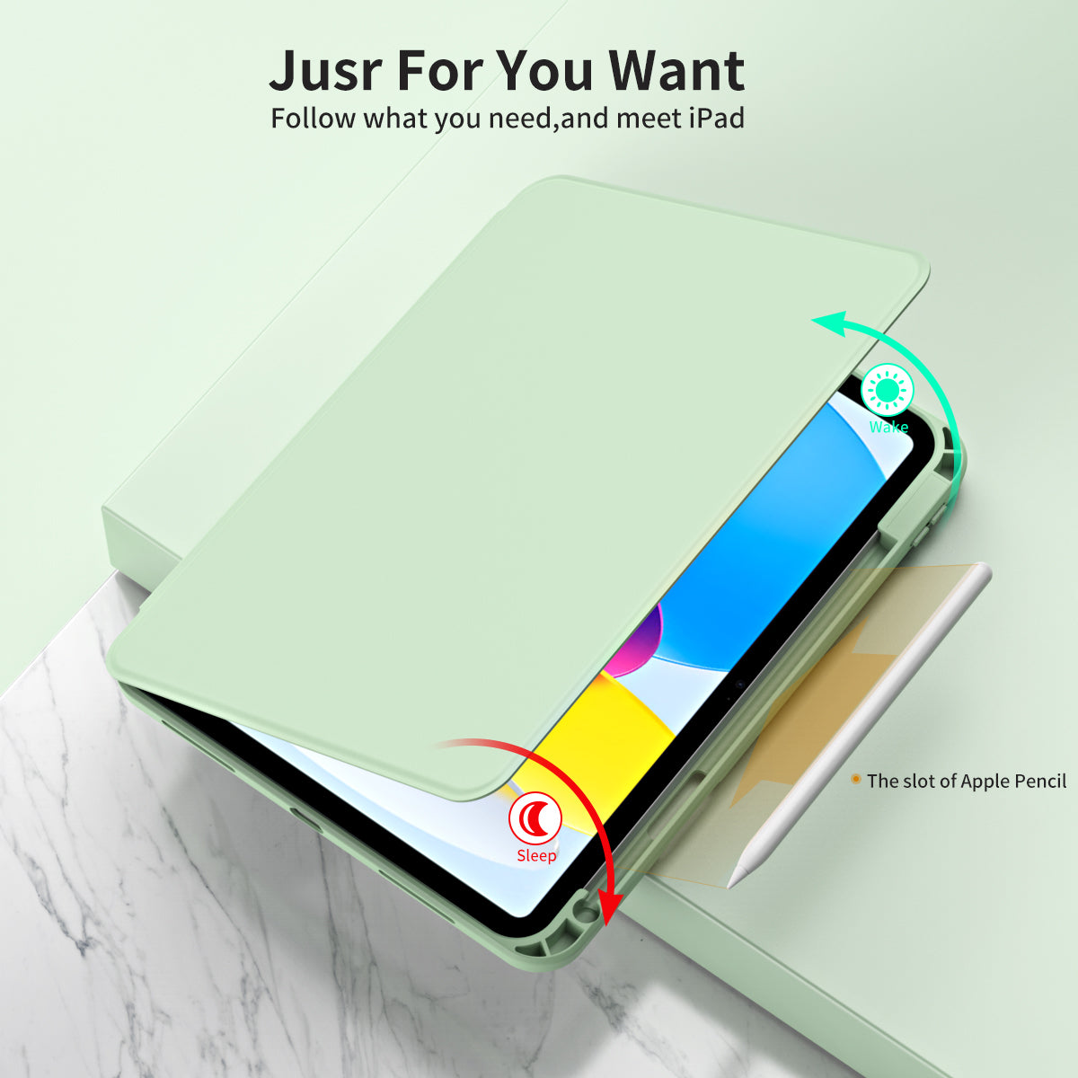 For iPad 10.9 (2022) Smart Cover PU Leather+Acrylic Rotary Kickstand Protective Tablet Case