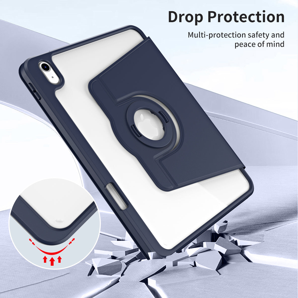 For iPad 10.9 (2022) Smart Cover PU Leather+Acrylic Rotary Kickstand Protective Tablet Case