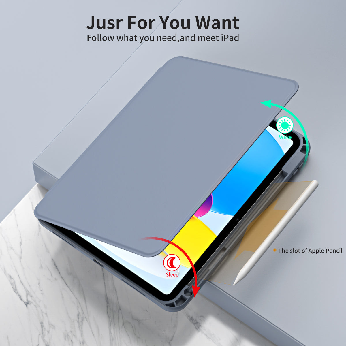 For iPad 10.9 (2022) Smart Cover PU Leather+Acrylic Rotary Kickstand Protective Tablet Case