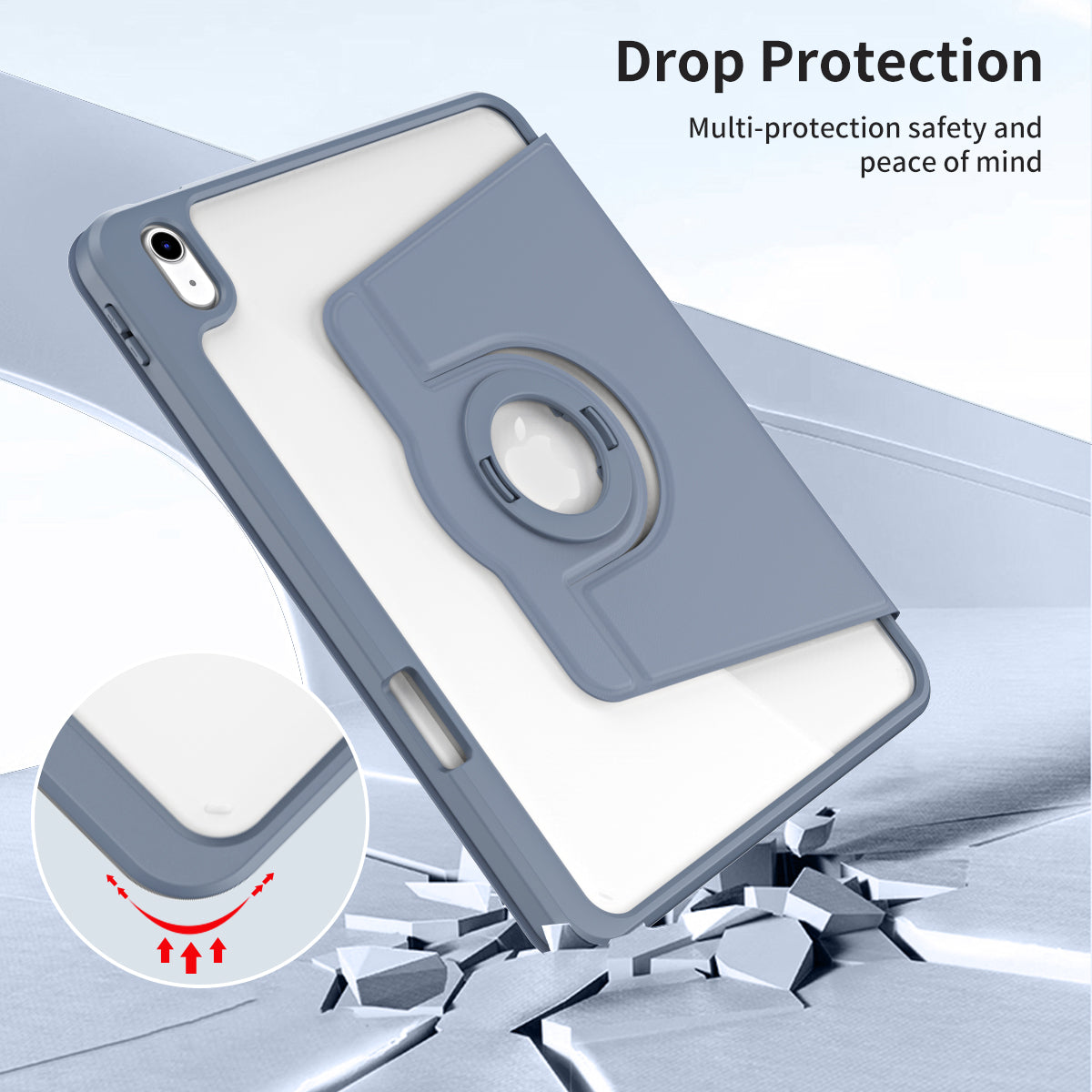 For iPad 10.9 (2022) Smart Cover PU Leather+Acrylic Rotary Kickstand Protective Tablet Case