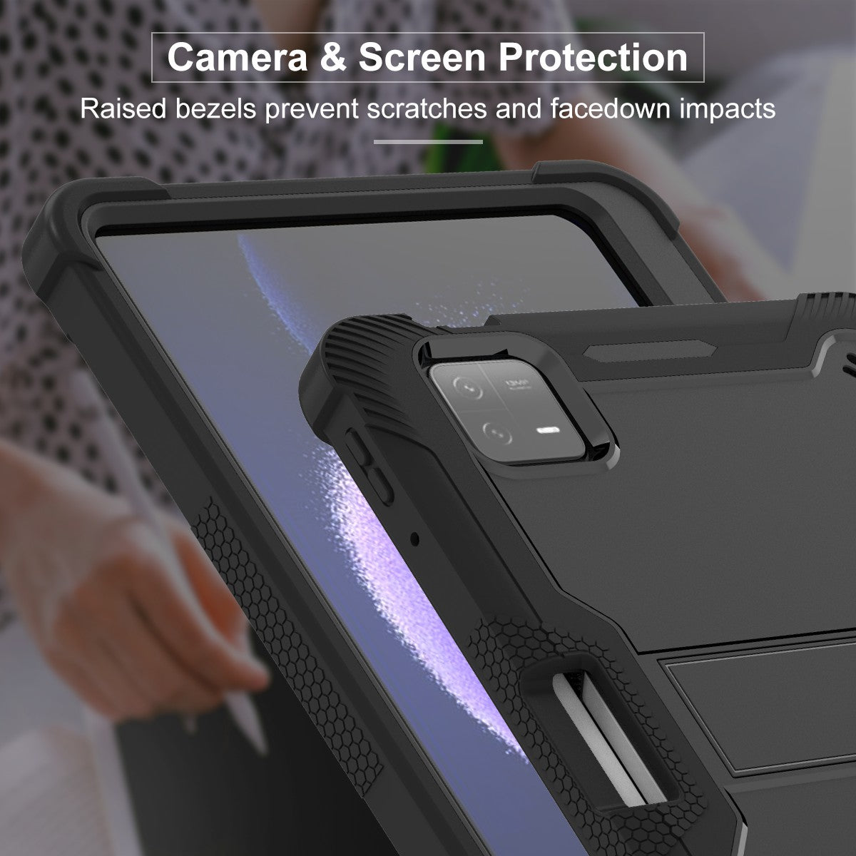 For Xiaomi Pad 6 / Pad 6 Pro Kickstand Tablet Cover Silicone + PC Shockproof Rugged Case
