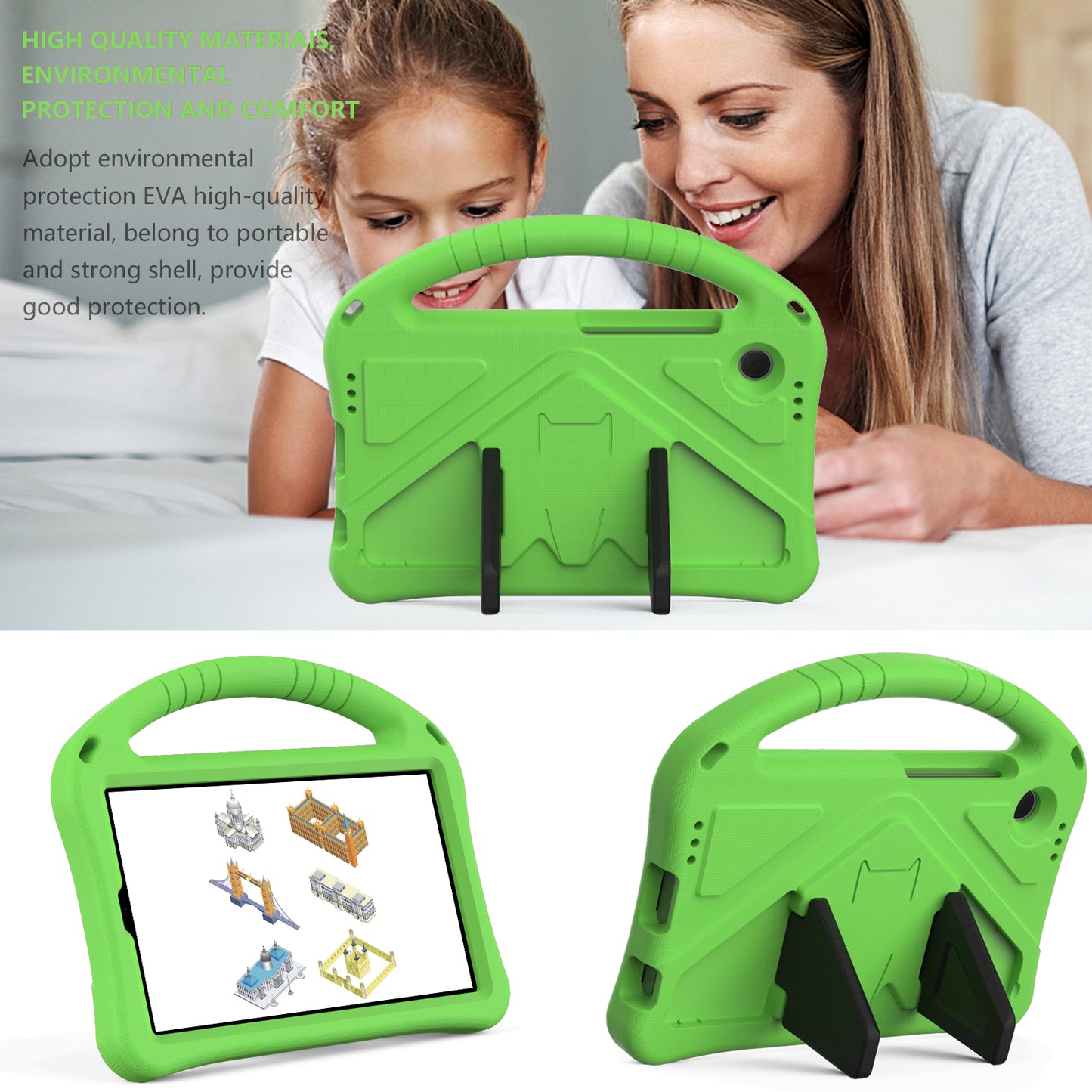For Samsung Galaxy Tab A9 Case EVA Shockproof Grip Handle Kickstand Tablet Cover