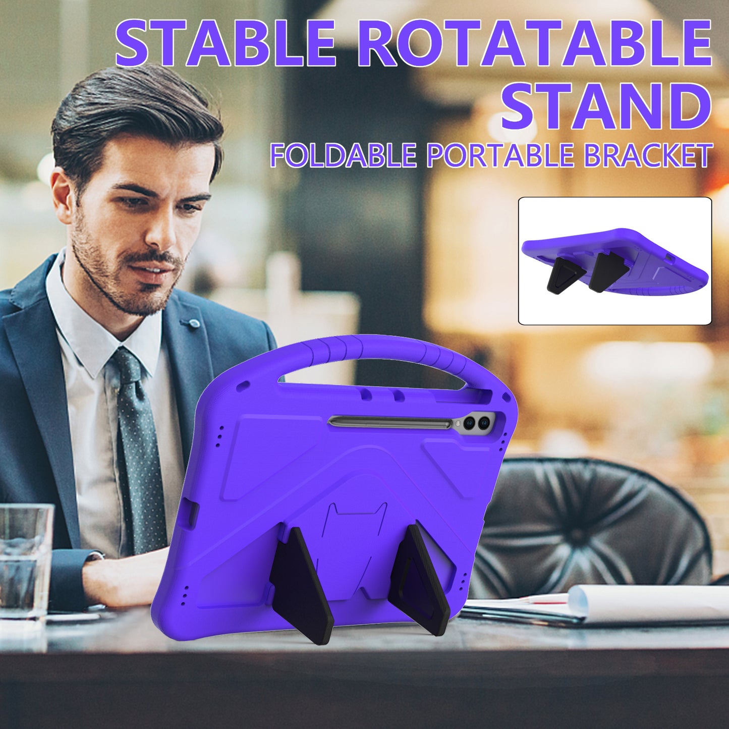 Shockproof Cover for Samsung Galaxy Tab S9 Ultra / S8 Ultra , Handle Kickstand Protective EVA Tablet Case