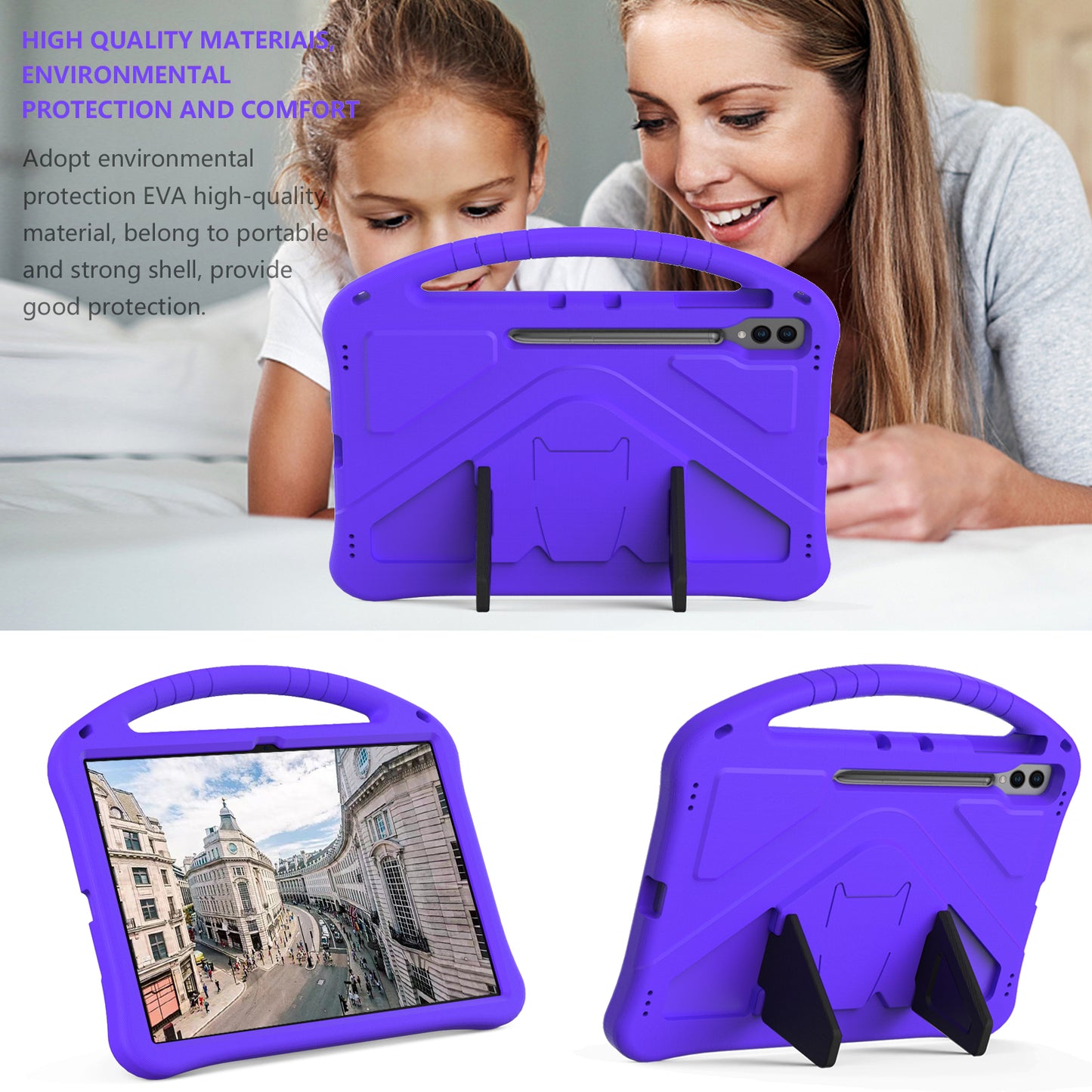Shockproof Cover for Samsung Galaxy Tab S9 Ultra / S8 Ultra , Handle Kickstand Protective EVA Tablet Case