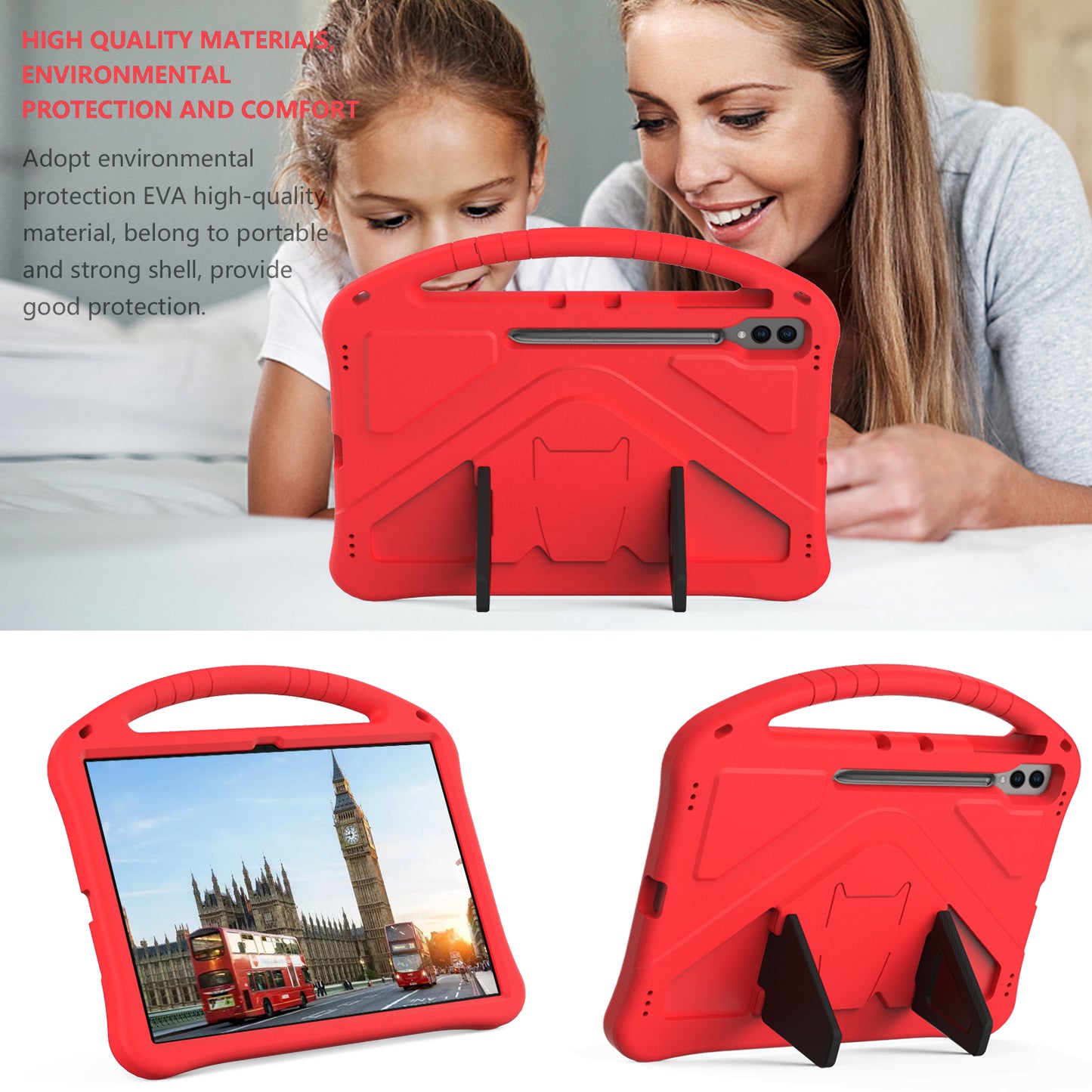Shockproof Cover for Samsung Galaxy Tab S9 Ultra / S8 Ultra , Handle Kickstand Protective EVA Tablet Case