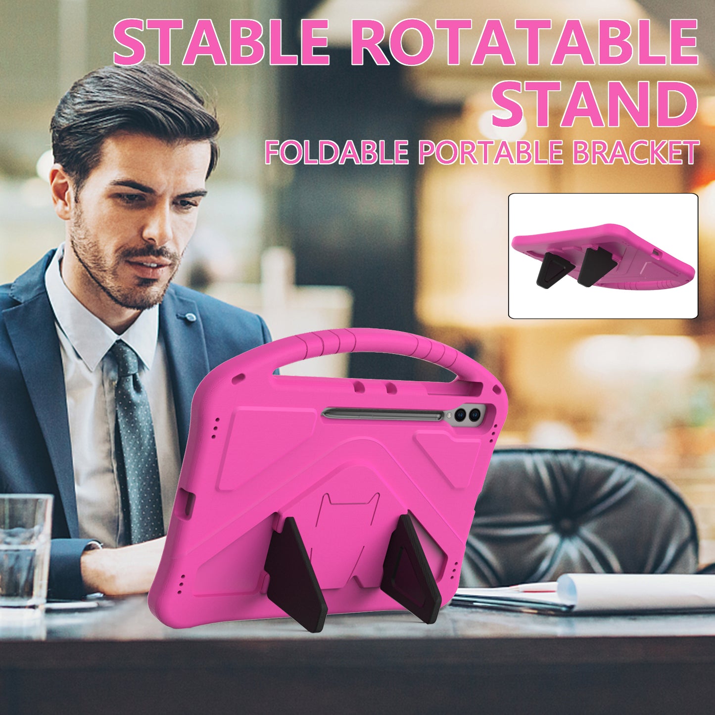 Shockproof Cover for Samsung Galaxy Tab S9 Ultra / S8 Ultra , Handle Kickstand Protective EVA Tablet Case