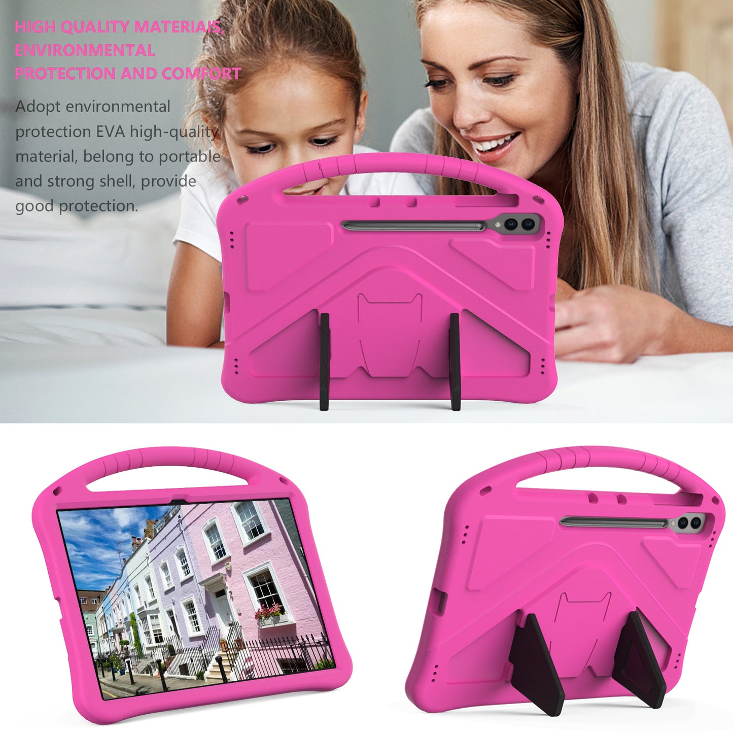 Shockproof Cover for Samsung Galaxy Tab S9 Ultra / S8 Ultra , Handle Kickstand Protective EVA Tablet Case