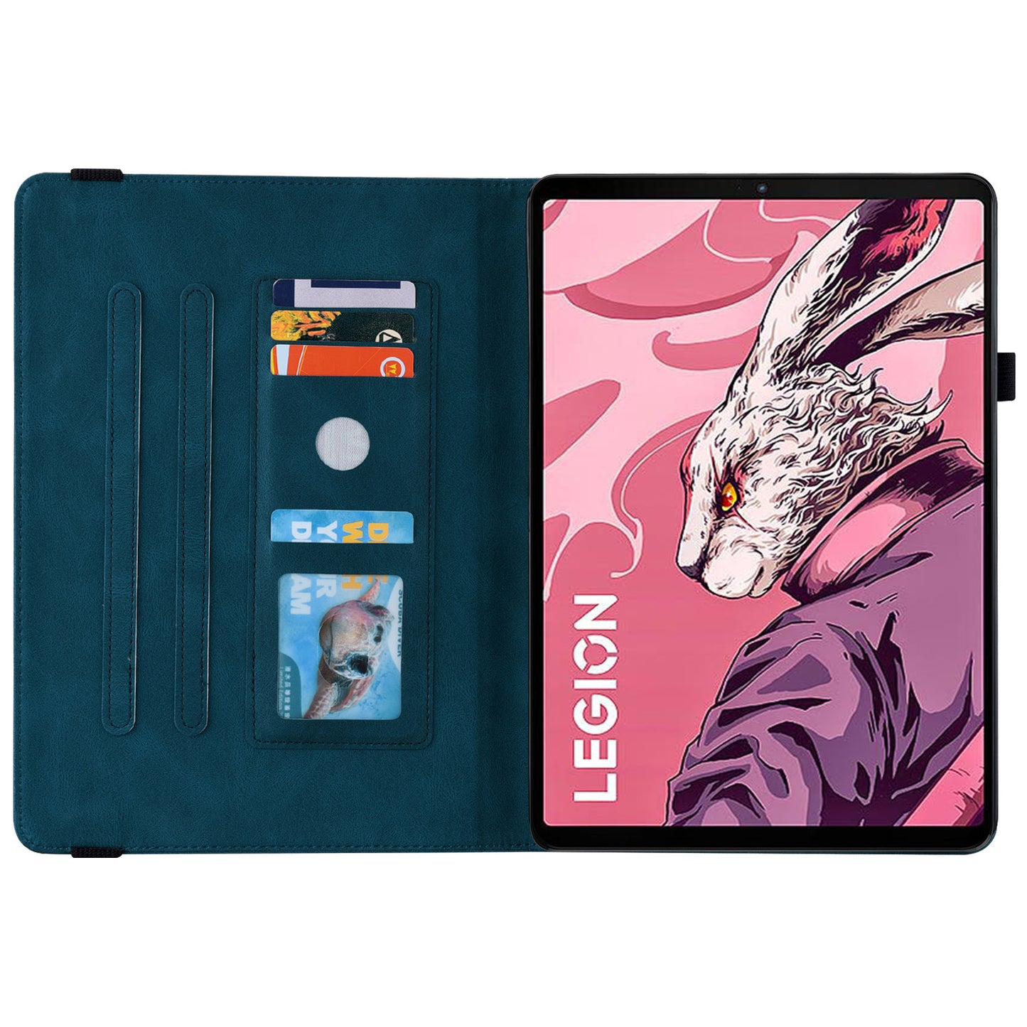 For Lenovo Legion Y700 (2023) Case PU Leather Imprinted Card Holder Stand Tablet Cover