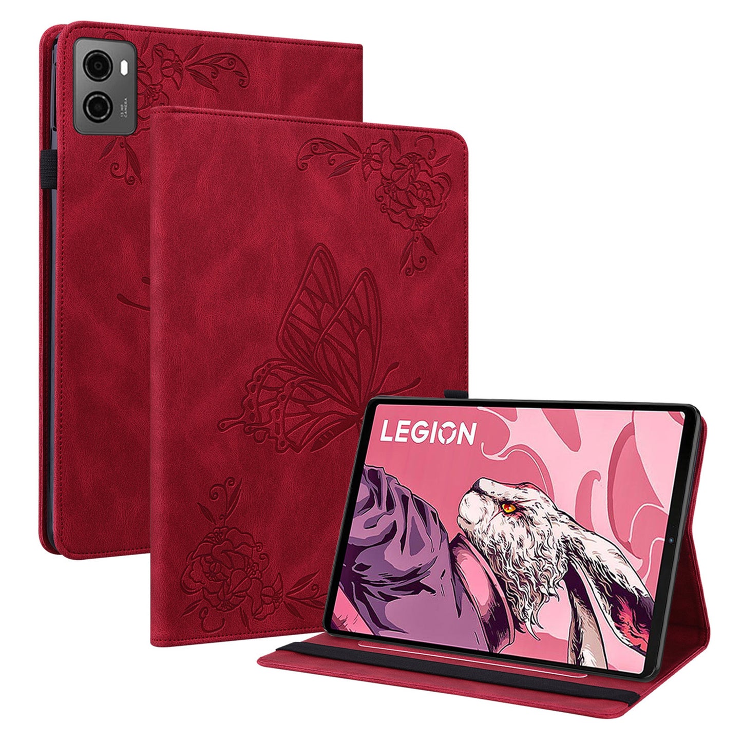 For Lenovo Legion Y700 (2023) Case PU Leather Imprinted Card Holder Stand Tablet Cover