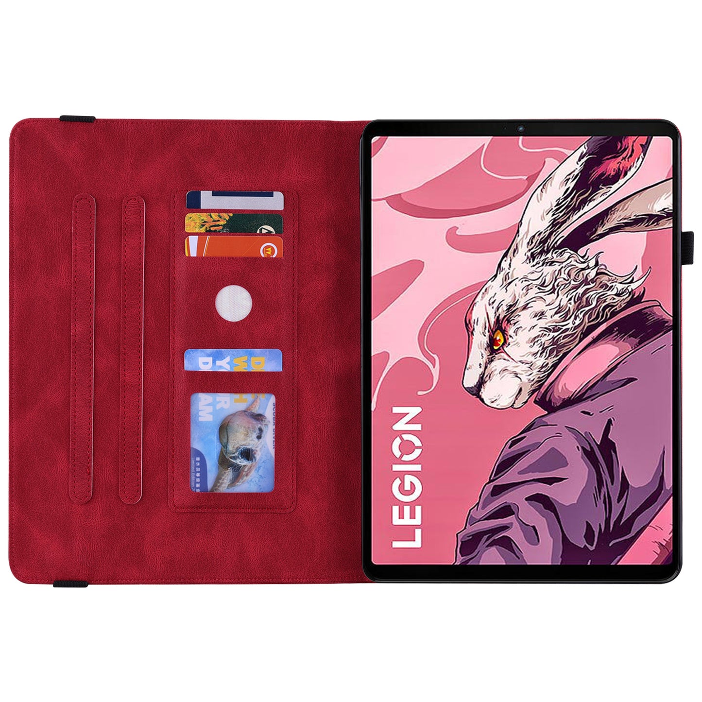 For Lenovo Legion Y700 (2023) Case PU Leather Imprinted Card Holder Stand Tablet Cover