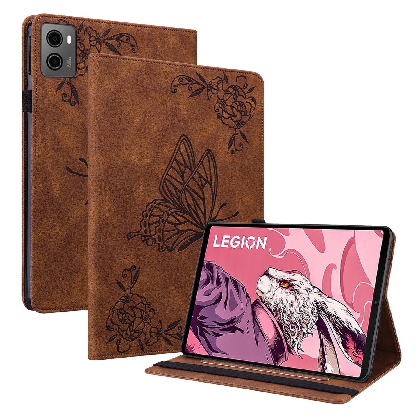 For Lenovo Legion Y700 (2023) Case PU Leather Imprinted Card Holder Stand Tablet Cover