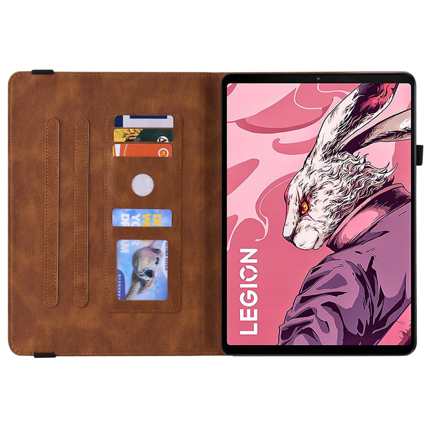 For Lenovo Legion Y700 (2023) Case PU Leather Imprinted Card Holder Stand Tablet Cover