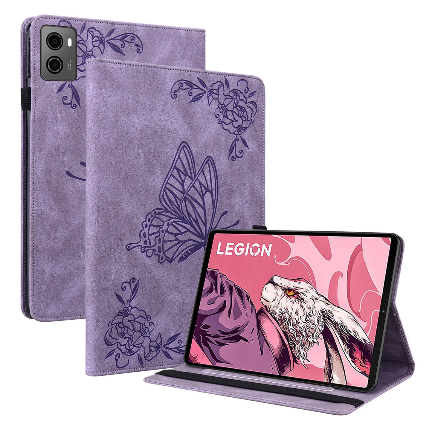 For Lenovo Legion Y700 (2023) Case PU Leather Imprinted Card Holder Stand Tablet Cover