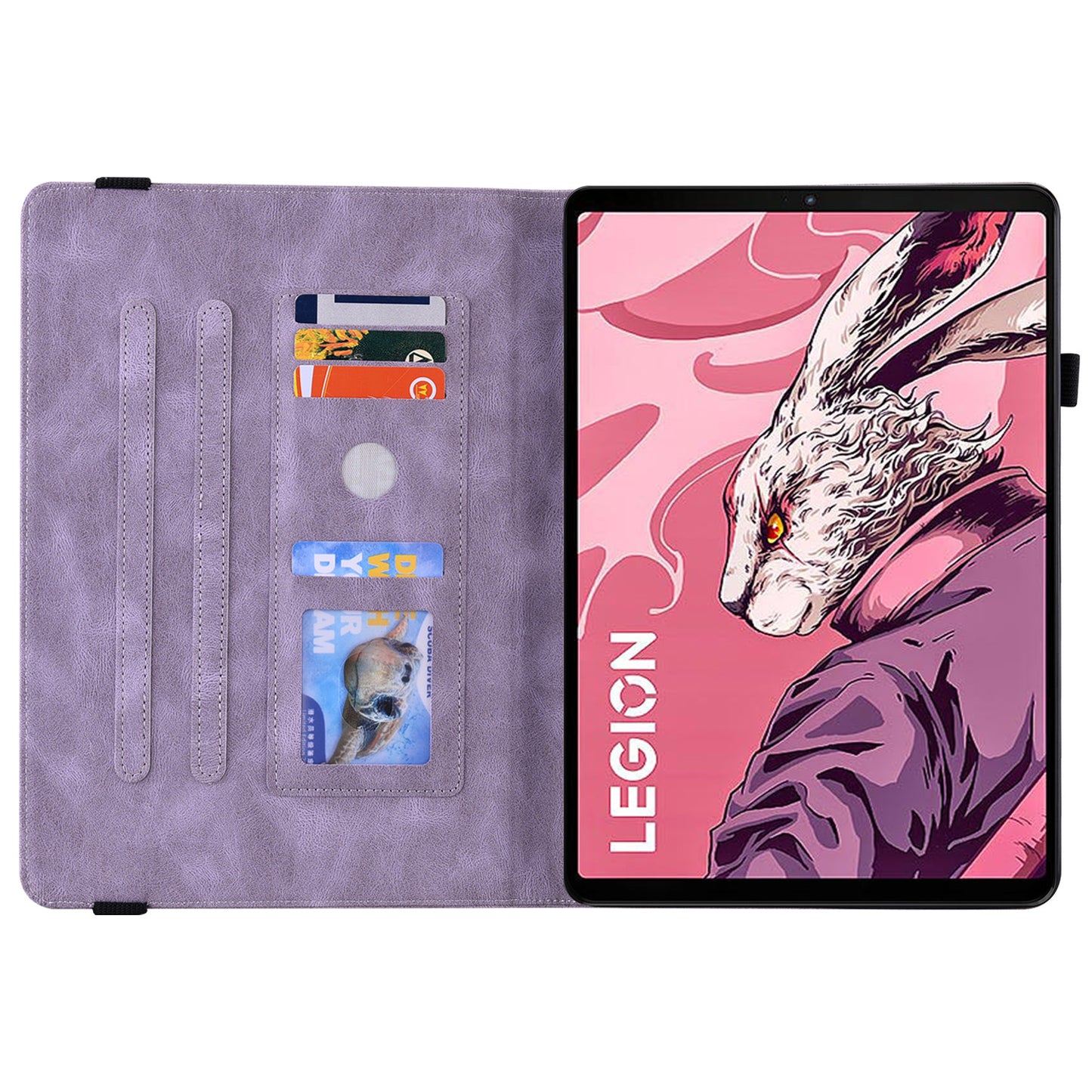 For Lenovo Legion Y700 (2023) Case PU Leather Imprinted Card Holder Stand Tablet Cover
