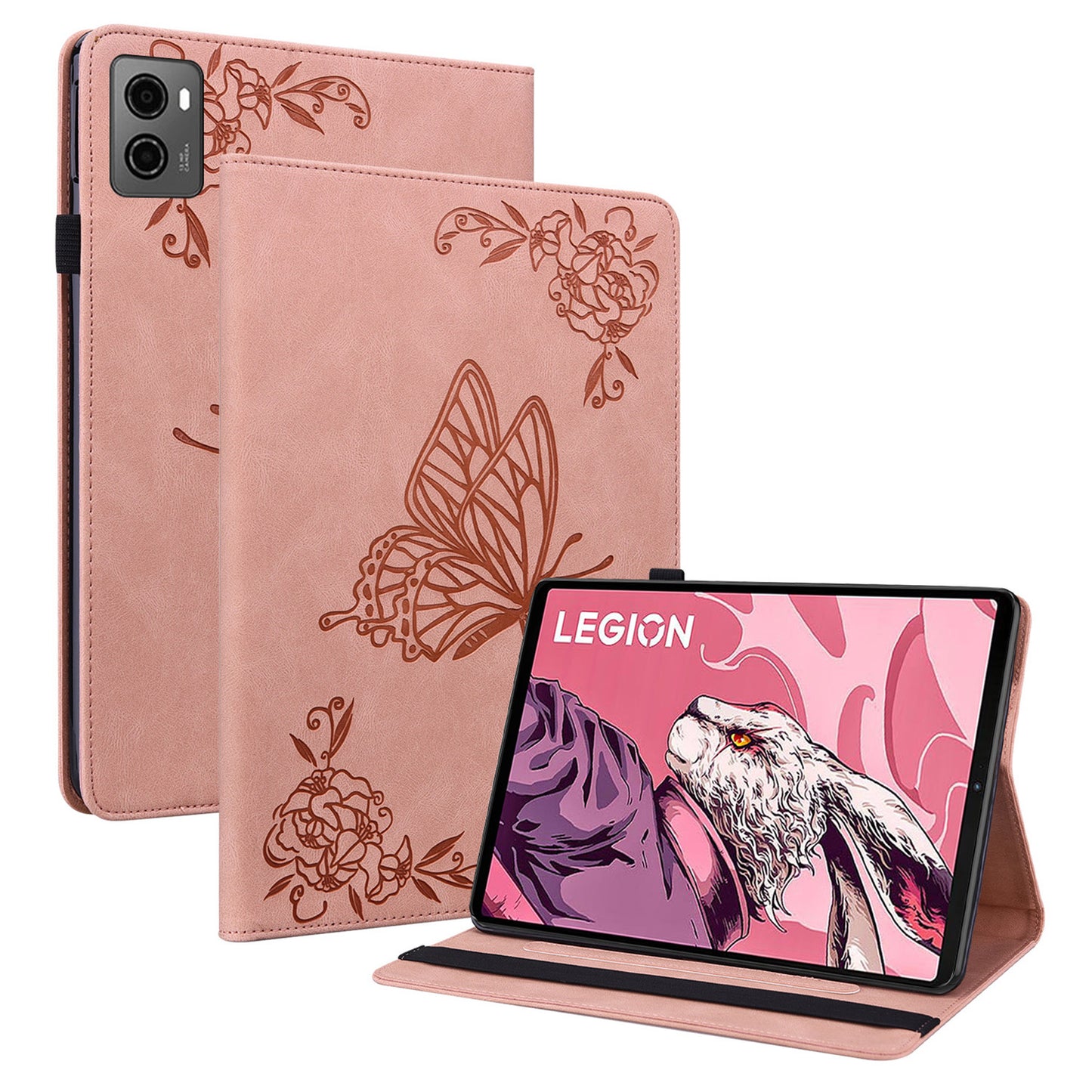 For Lenovo Legion Y700 (2023) Case PU Leather Imprinted Card Holder Stand Tablet Cover