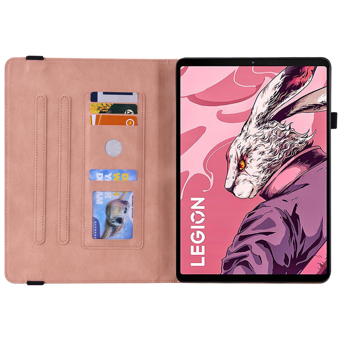 For Lenovo Legion Y700 (2023) Case PU Leather Imprinted Card Holder Stand Tablet Cover