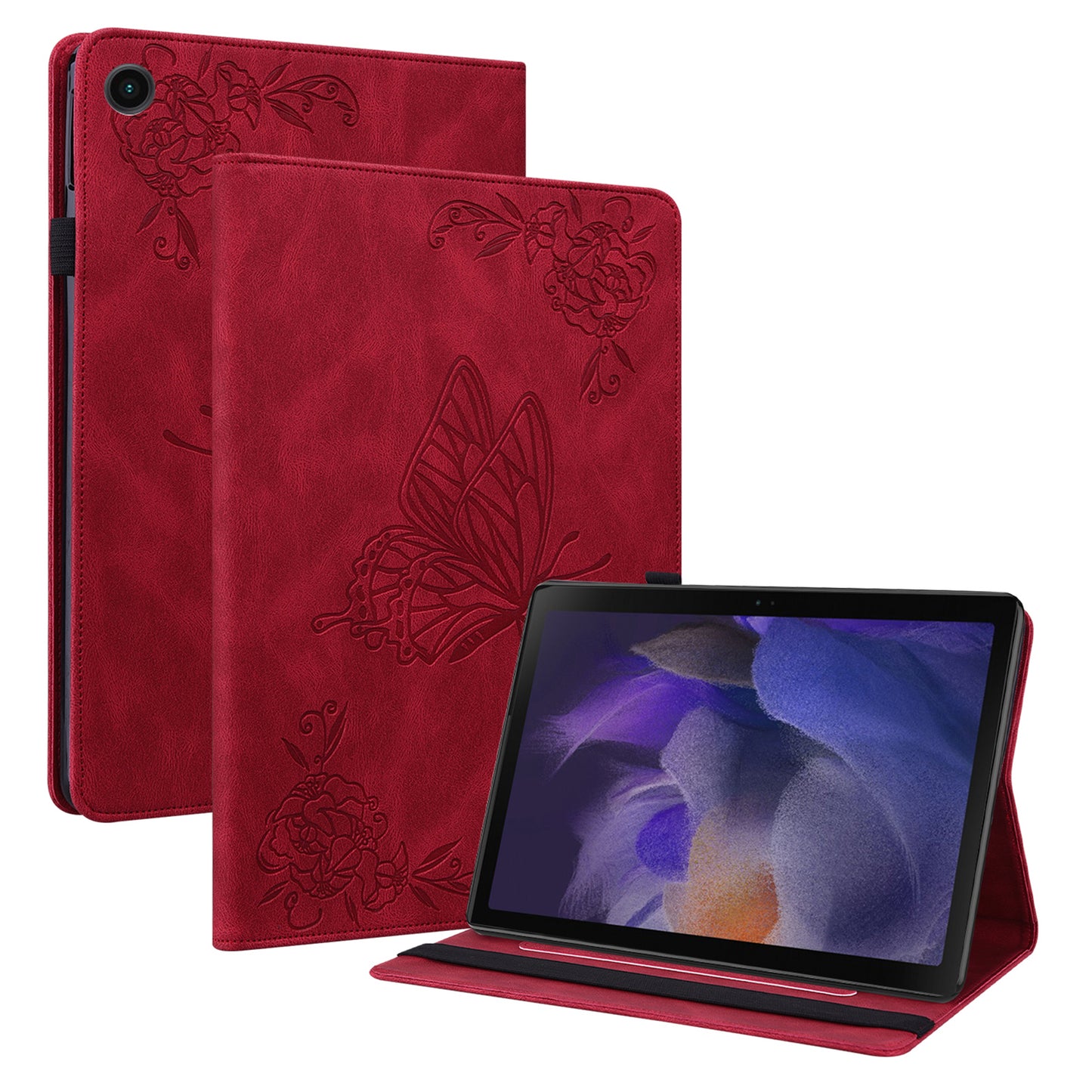 For Samsung Galaxy Tab A9 Leather Case Butterfly Flower Imprinted Tablet Cover