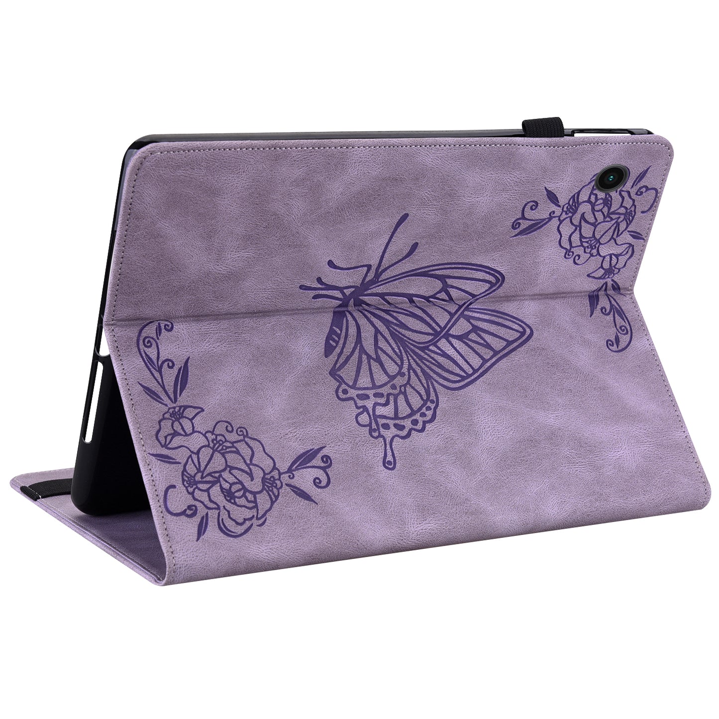 For Samsung Galaxy Tab A9 Leather Case Butterfly Flower Imprinted Tablet Cover