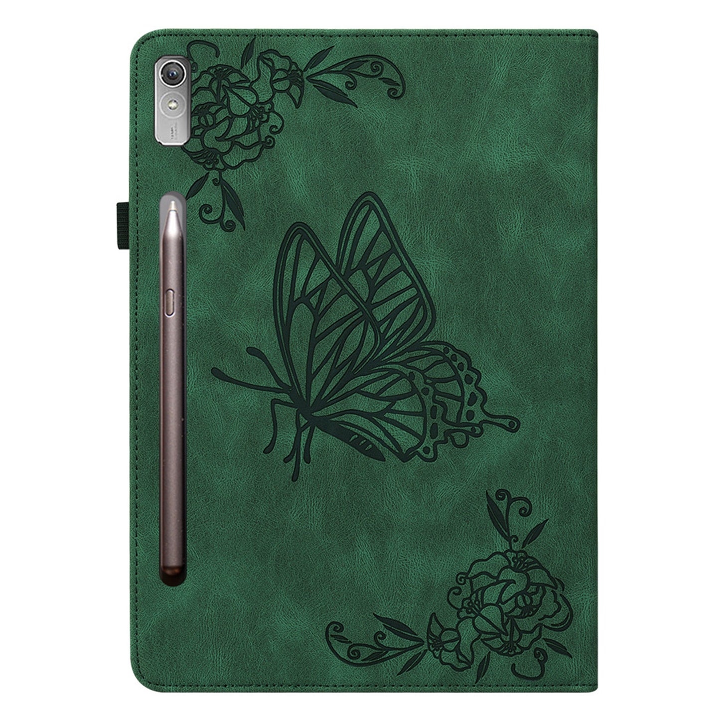 For Lenovo Tab P12 Case Butterfly Flower Imprinted PU Leather Stand Tablet Cover