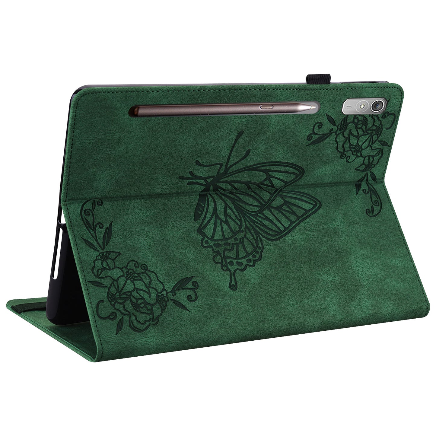 For Lenovo Tab P12 Case Butterfly Flower Imprinted PU Leather Stand Tablet Cover