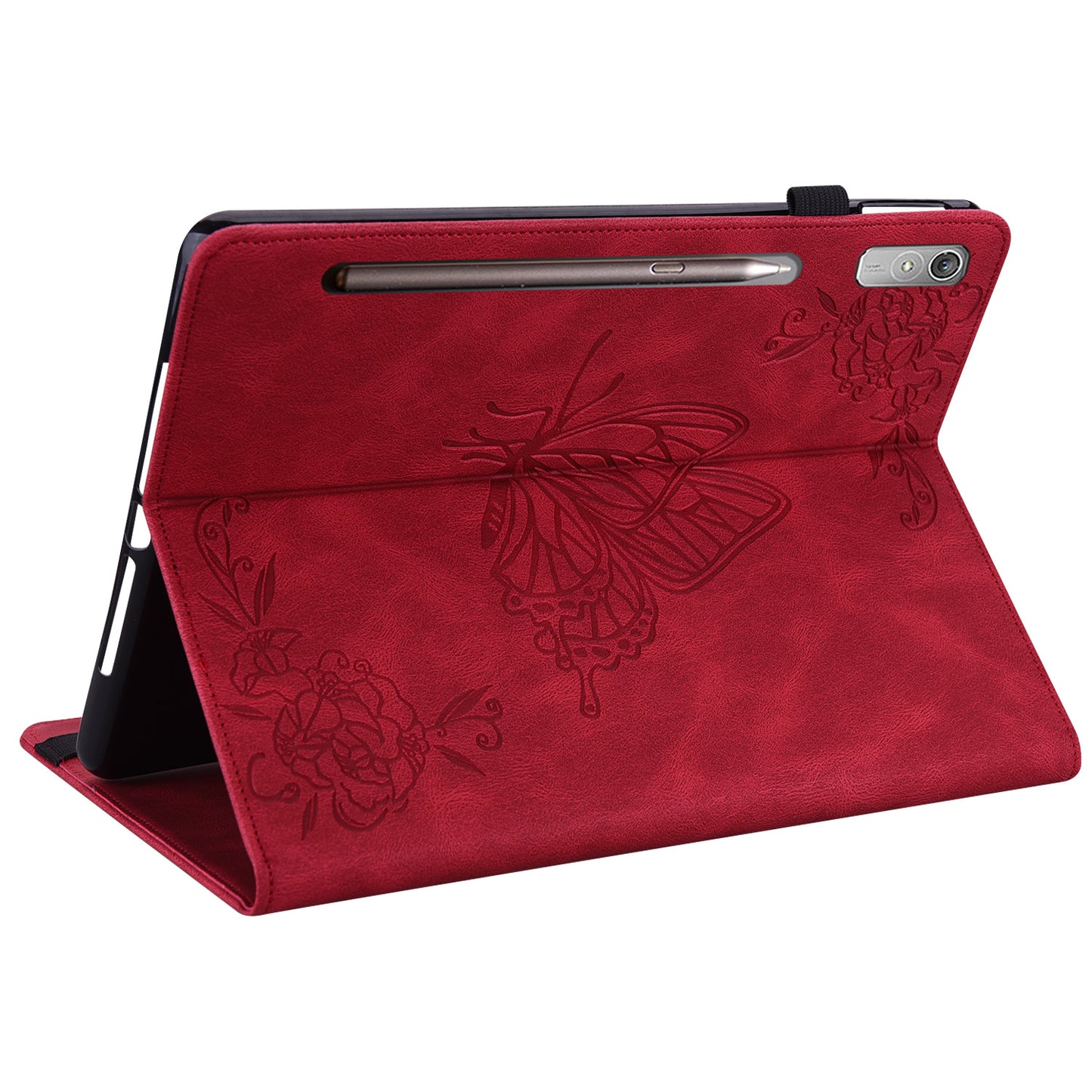 For Lenovo Tab P12 Case Butterfly Flower Imprinted PU Leather Stand Tablet Cover