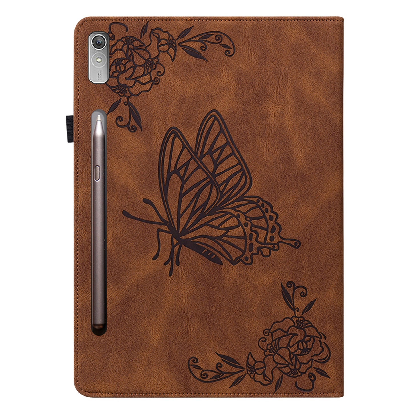 For Lenovo Tab P12 Case Butterfly Flower Imprinted PU Leather Stand Tablet Cover