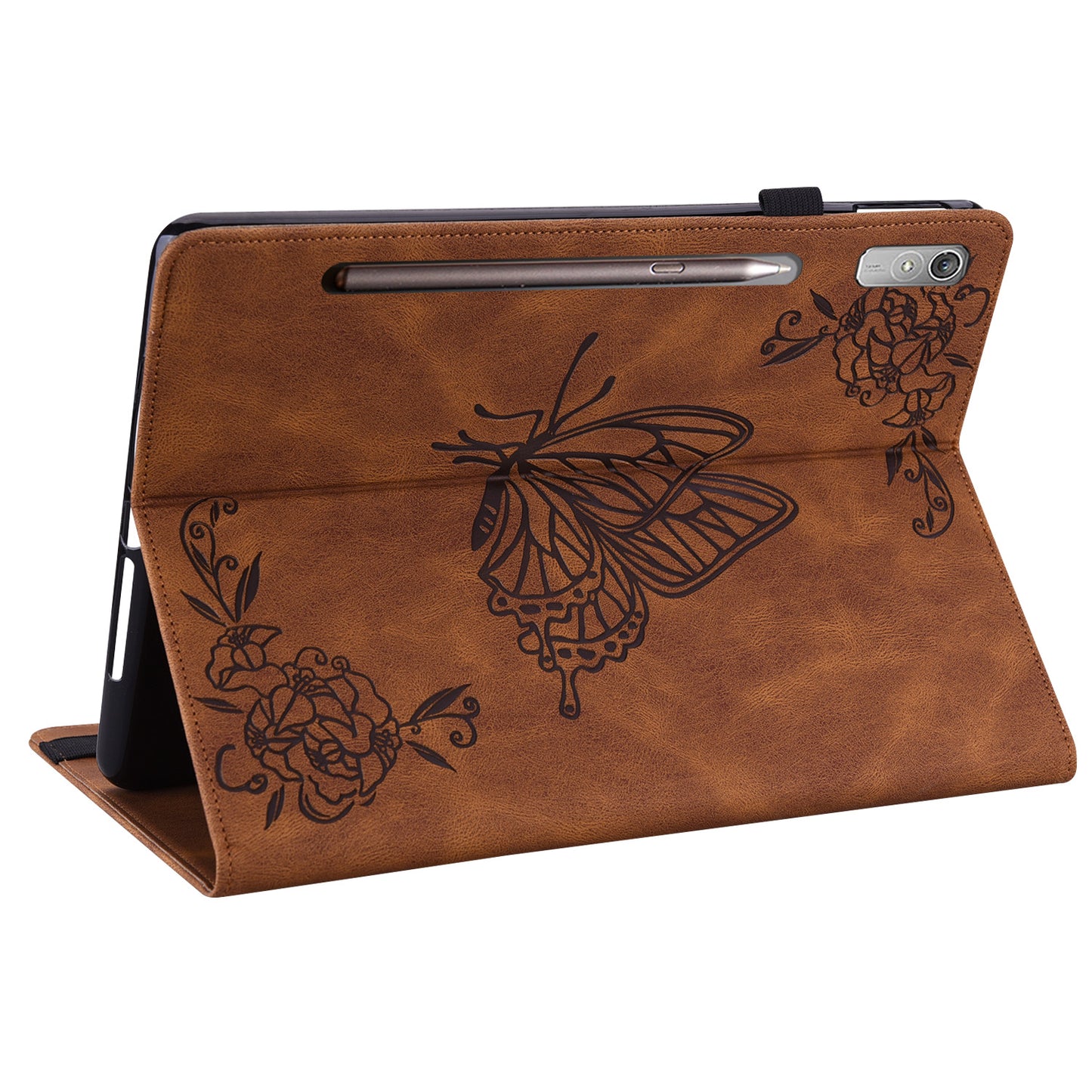 For Lenovo Tab P12 Case Butterfly Flower Imprinted PU Leather Stand Tablet Cover