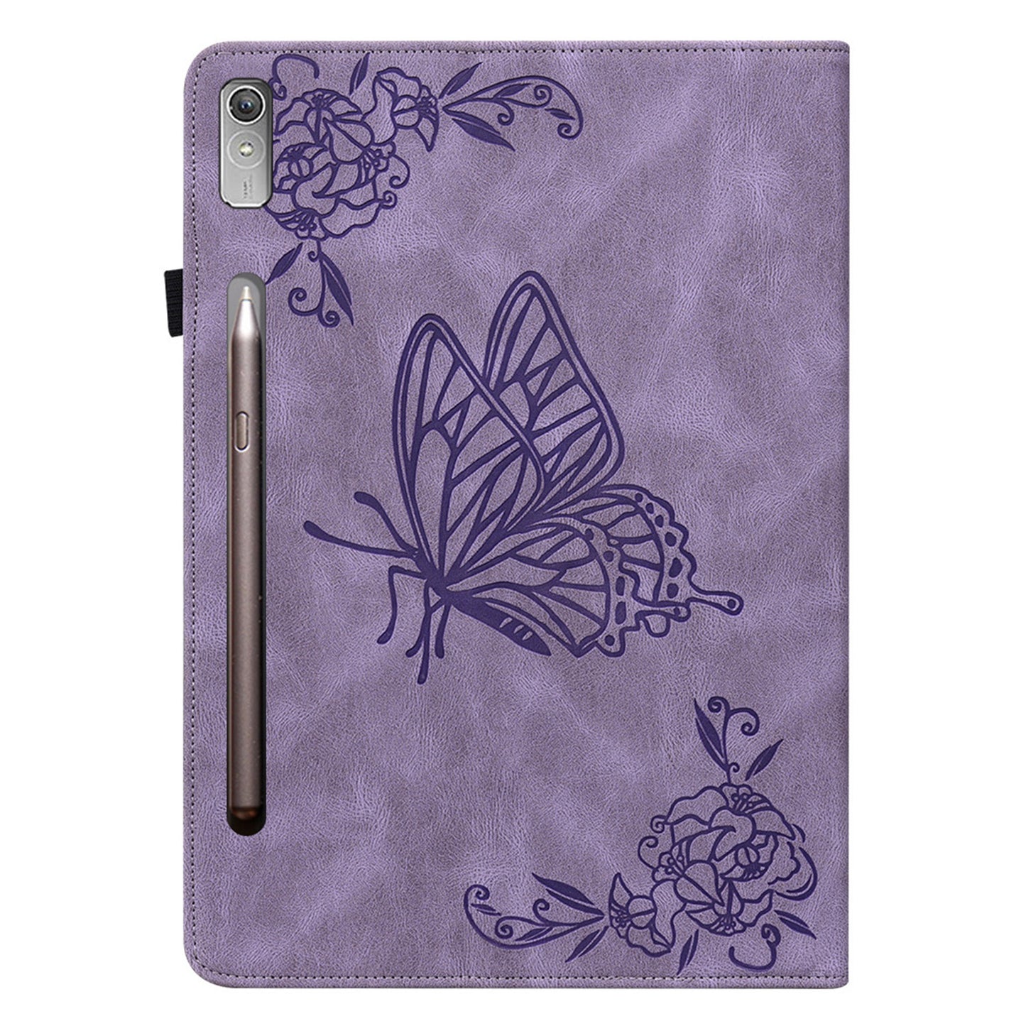 For Lenovo Tab P12 Case Butterfly Flower Imprinted PU Leather Stand Tablet Cover