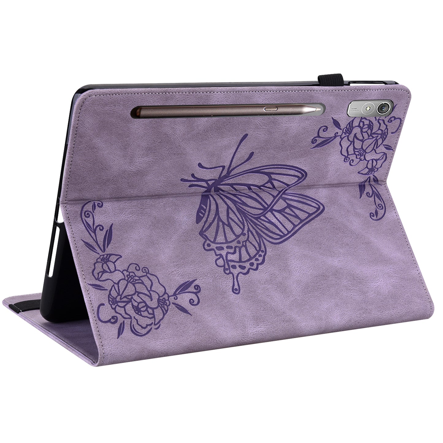 For Lenovo Tab P12 Case Butterfly Flower Imprinted PU Leather Stand Tablet Cover