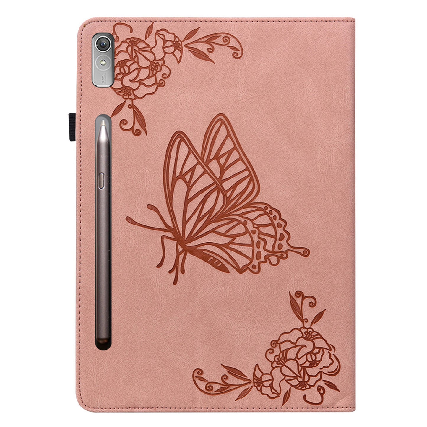 For Lenovo Tab P12 Case Butterfly Flower Imprinted PU Leather Stand Tablet Cover