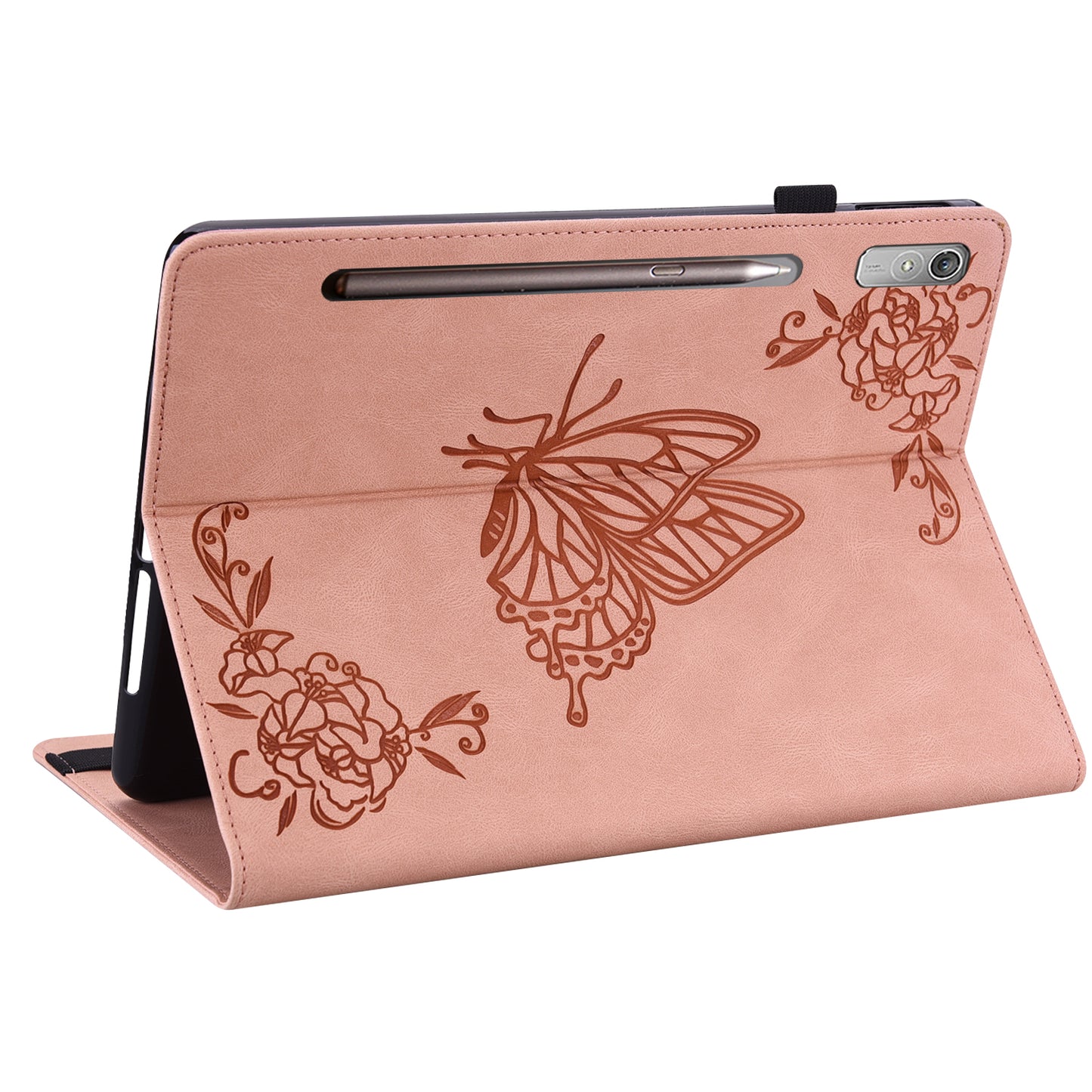 For Lenovo Tab P12 Case Butterfly Flower Imprinted PU Leather Stand Tablet Cover