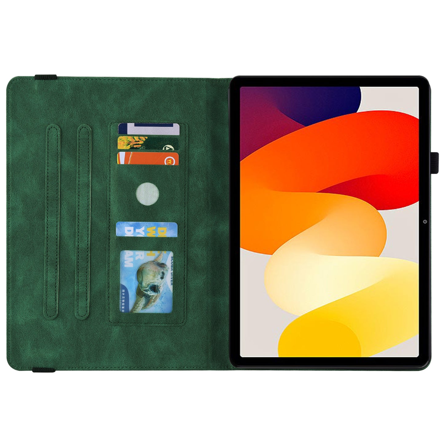 For Xiaomi Redmi Pad SE Case PU Leather Card Holder Imprinted Stand Tablet Cover