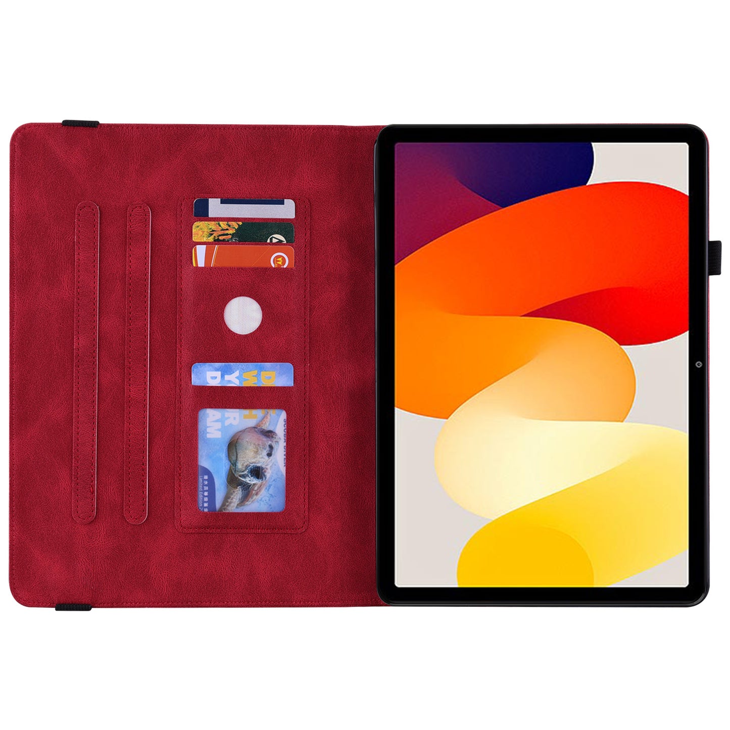 For Xiaomi Redmi Pad SE Case PU Leather Card Holder Imprinted Stand Tablet Cover