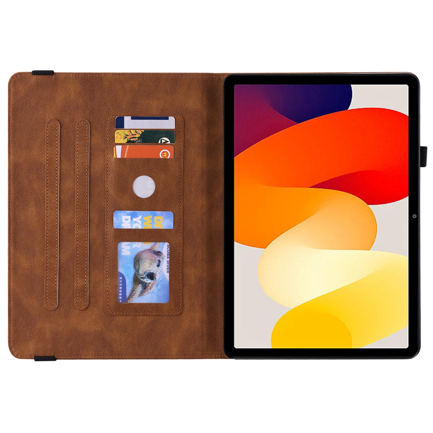 For Xiaomi Redmi Pad SE Case PU Leather Card Holder Imprinted Stand Tablet Cover