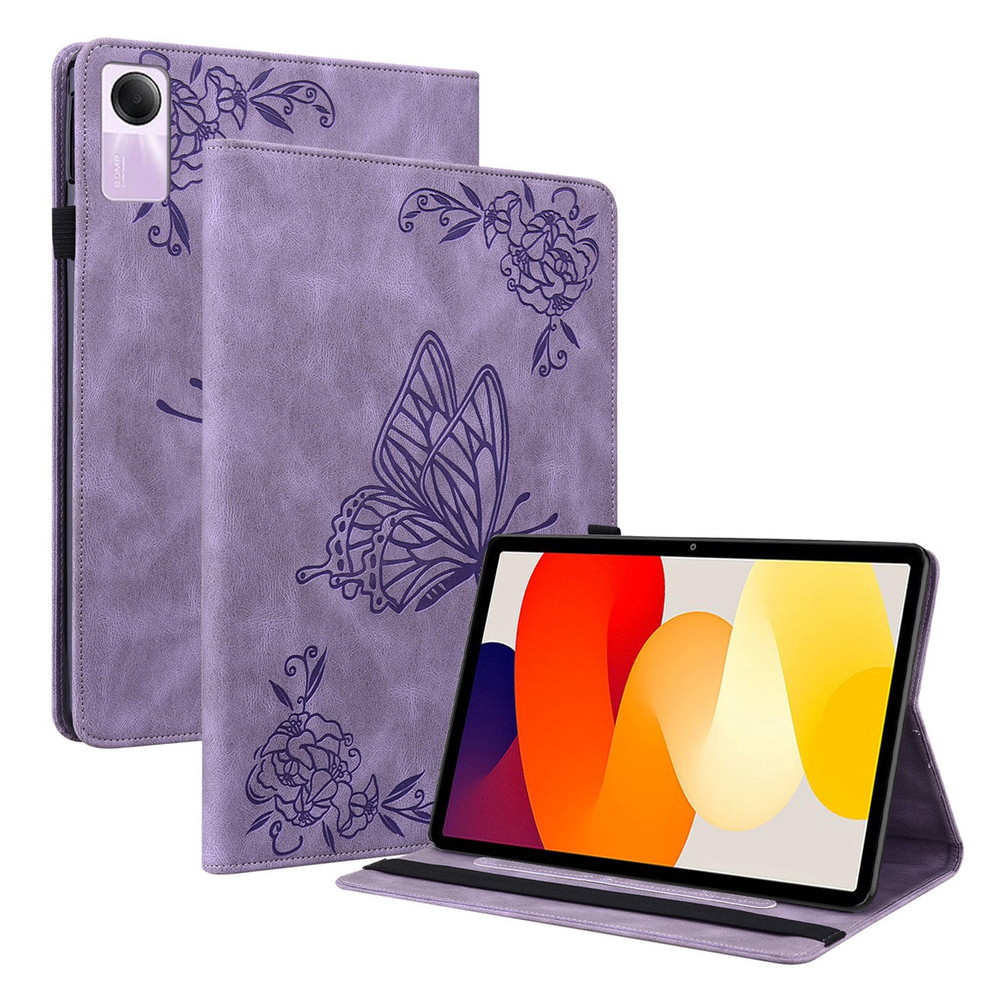 For Xiaomi Redmi Pad SE Case PU Leather Card Holder Imprinted Stand Tablet Cover