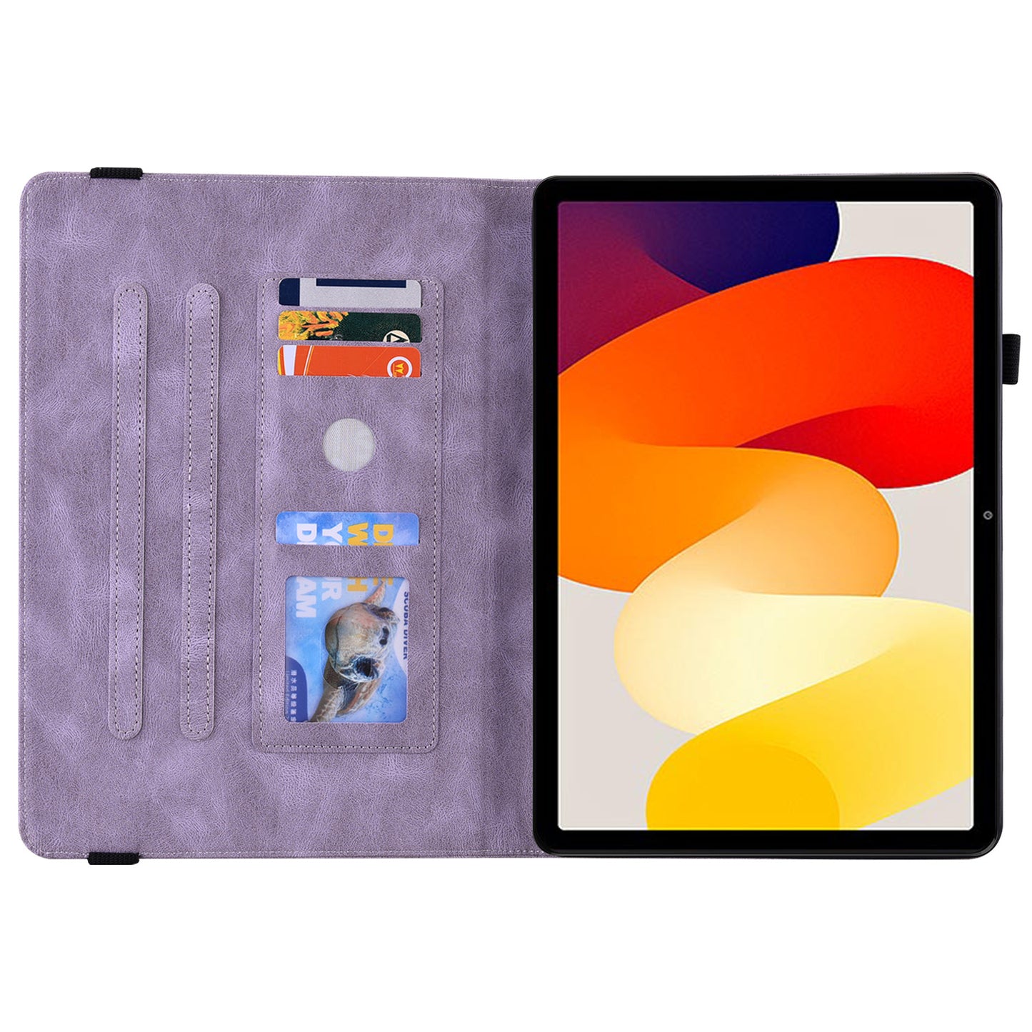 For Xiaomi Redmi Pad SE Case PU Leather Card Holder Imprinted Stand Tablet Cover