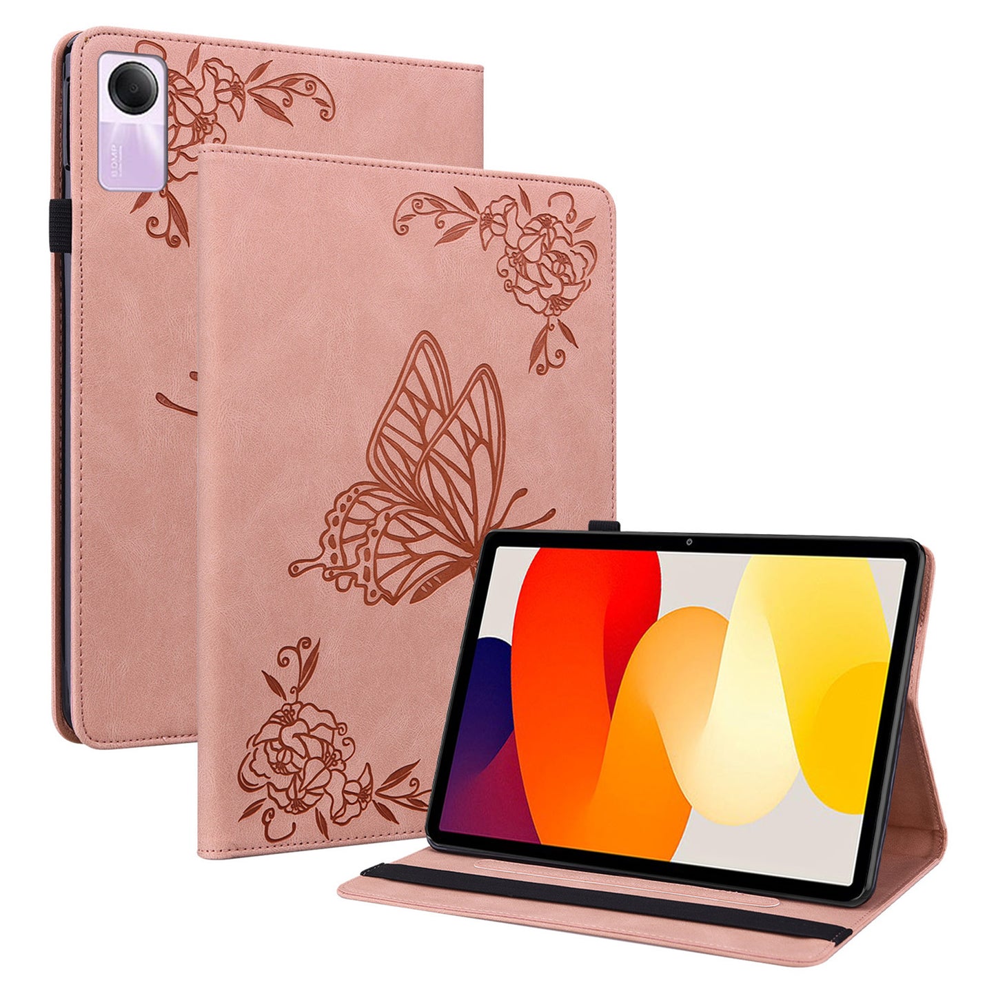 For Xiaomi Redmi Pad SE Case PU Leather Card Holder Imprinted Stand Tablet Cover
